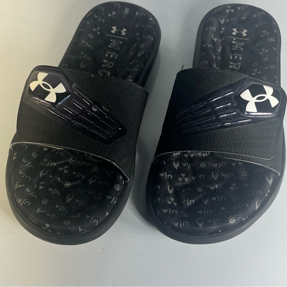 Under Armour Mercenary Slide Sandals Black White Men's 7 / Women's 8.5 - 9